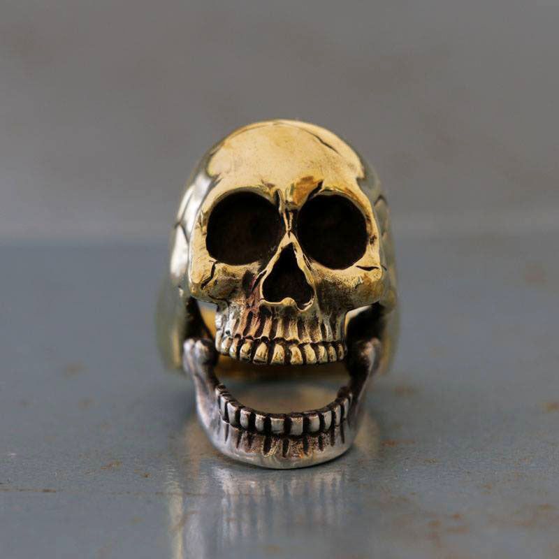 Skull Biker Ring sterling silver 925 bone open mouth Jaws motorcycle men  rocker