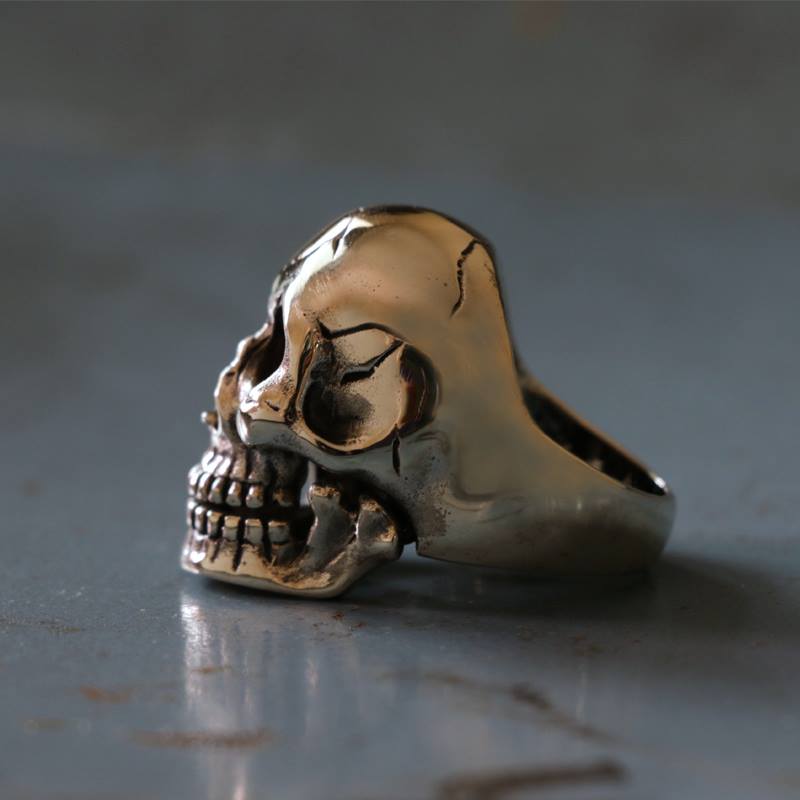 Skull Biker Ring sterling silver 925 bone open mouth Jaws motorcycle men  rocker