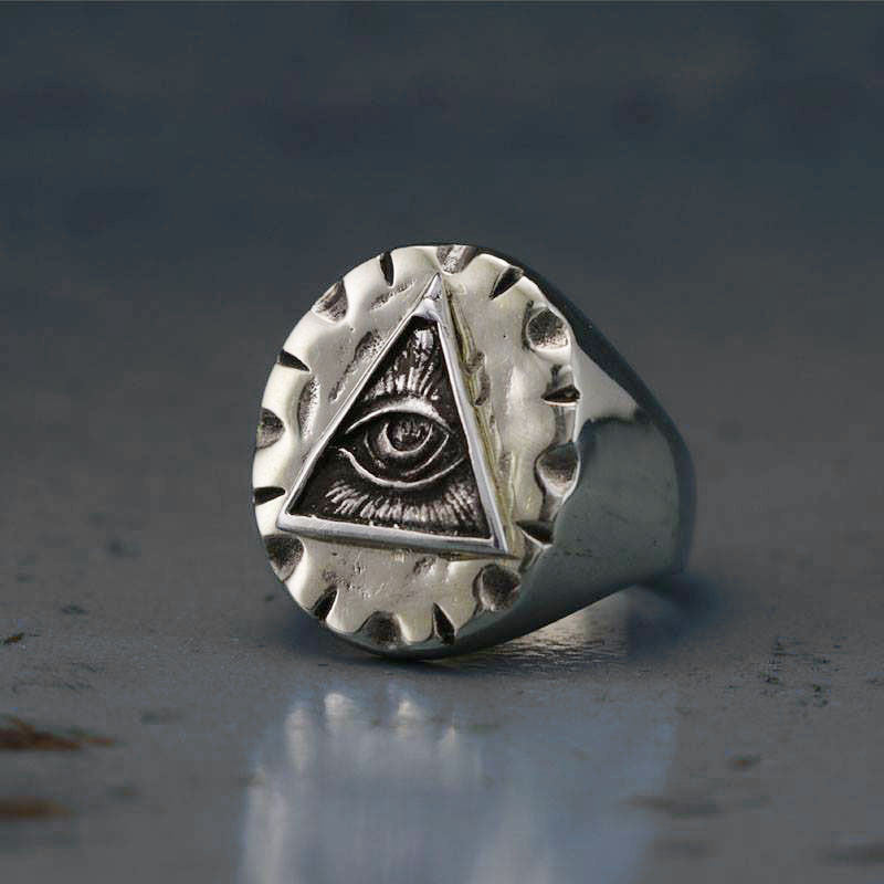 Mexican Biker illuminati Ring sterling silver 925 freemason triangle  Vintage handmade