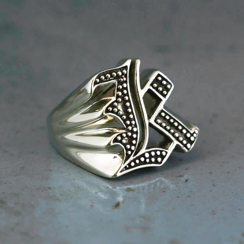 K alphabet Biker Ring gothic sterling silver 925 Old english K alphabet Biker Ring gothic sterling silver 925 Old english