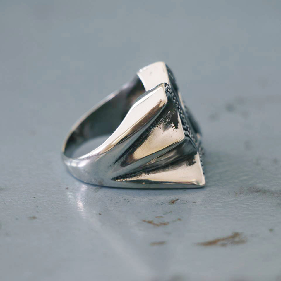 R alphabet Biker Ring gothic sterling silver 925 Old english