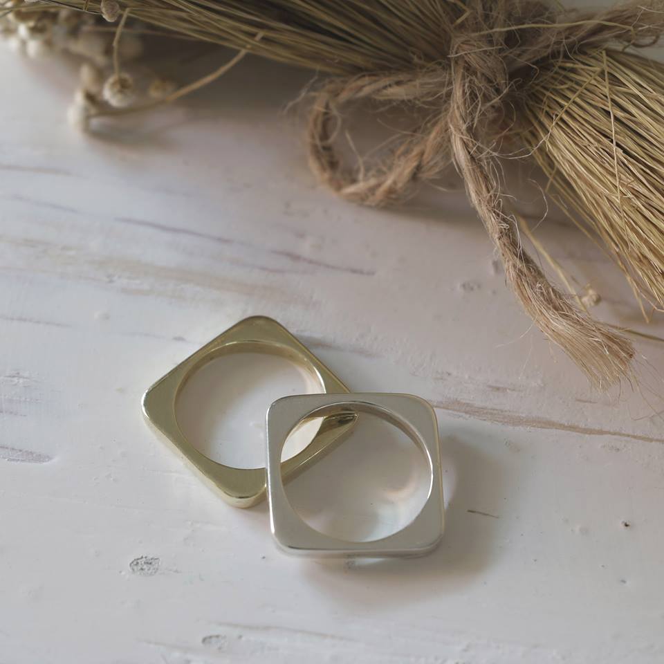 ★SENTIMENTS★ NO.322 [SILVER] GEOMETRY SQUARE RING square ring minimal girl Geometry lady women silver urban