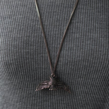 owl Bird Pendant Necklace sterling silver women minimal Jewelry Angel Wings boho