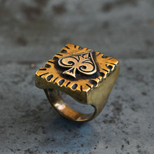 Mexican Ace of Spades Ring Biker brass silver  Vintage cafe racer