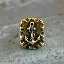 Mexican anchor Ring Biker silver brass Navy world war sailor men Vintage