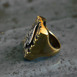 Mexican Ace of Spades Ring Biker brass silver  Vintage cafe racer