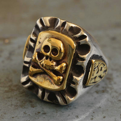 Mexican skull crossbones Ring sterling silver pirate Biker Vintage Caribbean