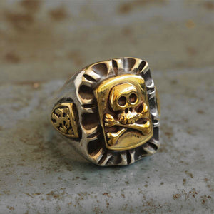 Mexican skull crossbones Ring sterling silver pirate Biker Vintage Caribbean