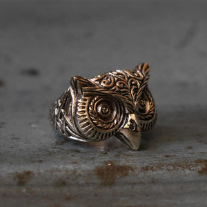 Celtic owl Biker Ring sterling silver viking Bird tattoos old school