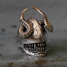 alien Goat Horn Biker Rings sterling silver Skull Satan Baphomet Pentagram Satanic