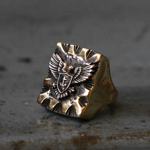 Mexican Eagles army Ring Biker silver brass anchor Navy world war Vintage