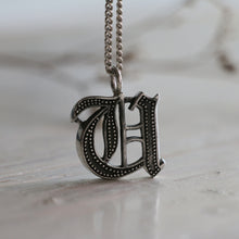U pendant necklace sterling silver 925 alphabet old english Initial Letters Biker gothic A-Z