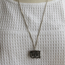 W alphabet gothic pendant necklace sterling silver 925 Biker old english A-Z Initial Letters