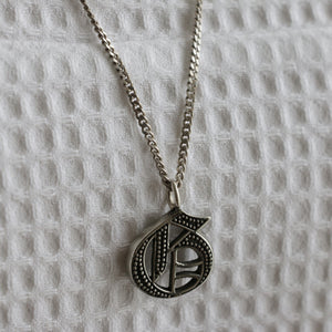 G Letters gothic pendant necklace sterling silver 925 Biker old english A-Z alphabet Initial