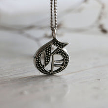 G Letters gothic pendant necklace sterling silver 925 Biker old english A-Z alphabet Initial