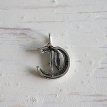 C alphabet gothic pendant necklace sterling silver 925 Biker old english A-Z Initial Letters