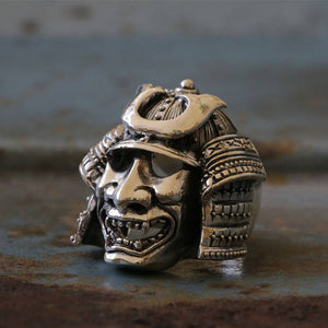 samurai mask Biker Ring sterling silver skull Japanese warrior Bushido DEMON ONI