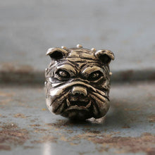 Bulldog dog Biker Ring sterling silver British pet punk man rocker heavy