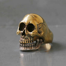 Skull Biker Ring brass sterling silver open mouth bone rock motorcycle