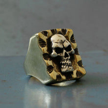 Mexican Biker Skull Ring brass silver Vintage men pirate Captain Trucker
