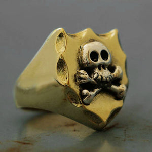 Mexican Biker Skull Ring brass silver Vintage pirate men Trucker unique