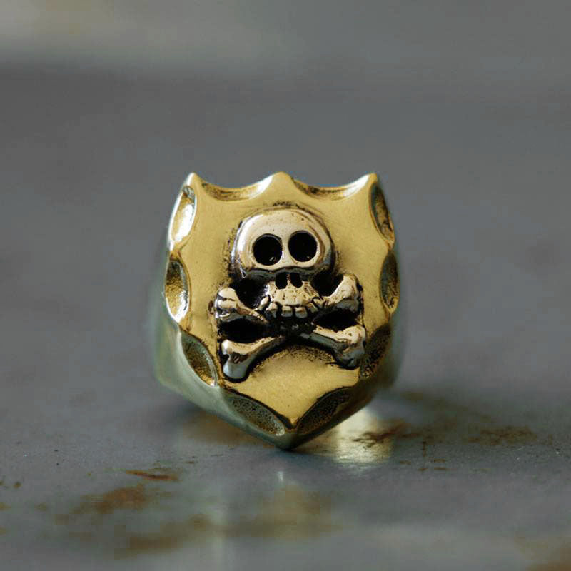 Mexican Biker Skull Ring brass silver Vintage pirate men Trucker unique