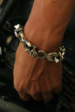 Bracelets Bangle skull Biker wrench Spanner Silver Heavy Men's Punk Rock Gothic