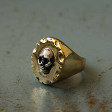 Vintage Mexican Biker Skull Ring brass sterling silver pirate