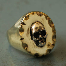 Vintage Mexican Biker Skull Ring brass sterling silver pirate