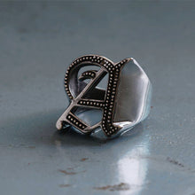 alphabet A Biker Ring sterling silver 925 gothic A-Z Old english Monogram Initial Letters GIFT NAME