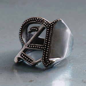 alphabet A Biker Ring sterling silver 925 gothic A-Z Old english Monogram Initial Letters GIFT NAME