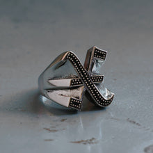 X alphabet Biker Ring gothic sterling silver 925 Old english A-Z Initial Letters GIFT Monogram NAME