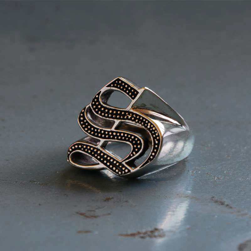 Capital S Initial Letter Blue Sapphire Gemstone Wedding Ring Adjustabl –  SHINE JEWEL
