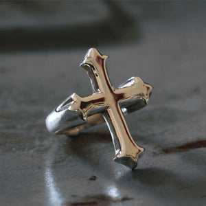 Cross Biker Ring sterling silver Jesus Christian Faith Religious Prayer Vintage