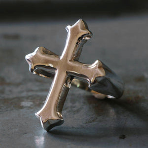 Cross Biker Ring sterling silver Jesus Christian Faith Religious Prayer Vintage