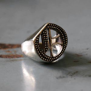 O alphabet Biker Ring gothic sterling silver 925 Old english A-Z Initial Letters GIFT Monogram NAME