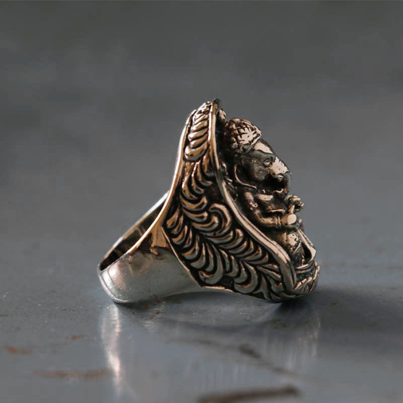 Ganesha-Inspired Traditional Sterling Silver Cocktail Ring - God of  Intelligence | NOVICA