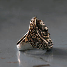 LORD GANESHA Biker Ring sterling silver elephant Hindu OM Fortune Talisman