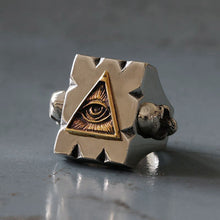 Mexican Biker illuminati Ring sterling silver freemason triangle masonic logo Vintage