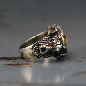 Goat Pentagram Ring sterling silver brass Seal of Satan Baphomet Lucifer Skull biker