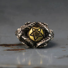 Goat Pentagram Ring sterling silver brass Seal of Satan Baphomet Lucifer Skull biker