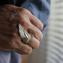 Angel Wings Bird Ring sterling silver 925 Boho Owl feather women girl gift Jewelry