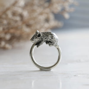 Little Mouse rat sterling silver ring cute animal woman girl gift Boho Jewelry