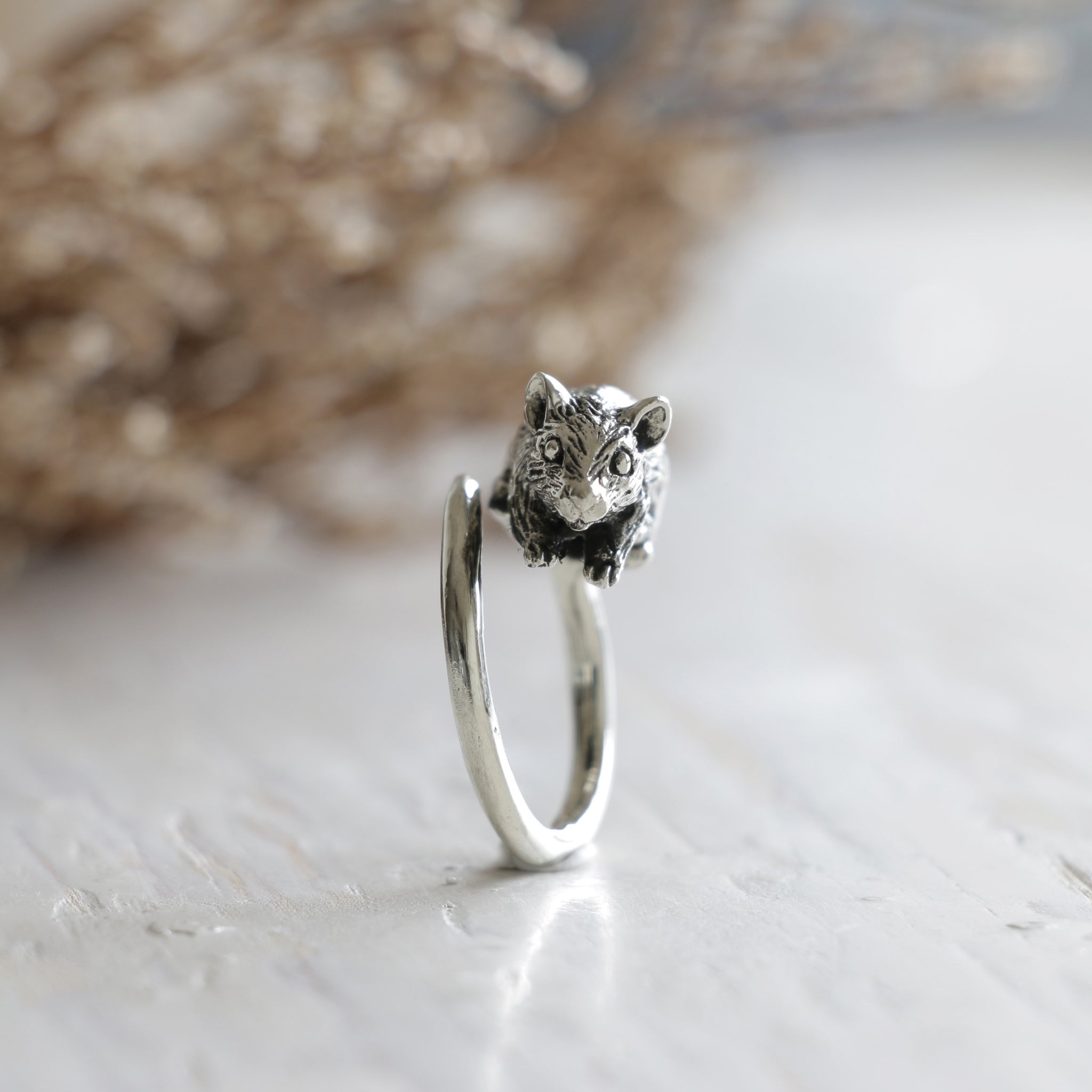 Little Mouse rat sterling silver ring cute animal woman girl gift