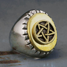 star Pentagram biker Ring silver sterling Seal of Satan Baphomet Sigil Lucifer