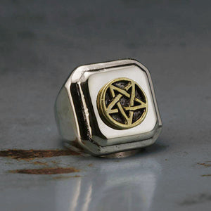 Pentagram star Ring sterling silver 925 Seal of Satan Baphomet Sigil Lucifer