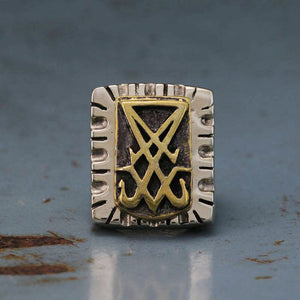 Sigil Lucifer Ring sterling silver brass Baphomet Pentagram vintage Seal of Satan