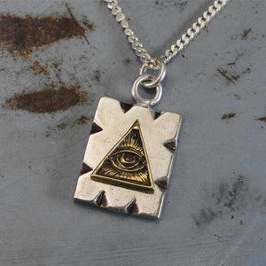 Mexican Pendant Necklace illuminati sterling silver 925 Biker freemason triangle masonic