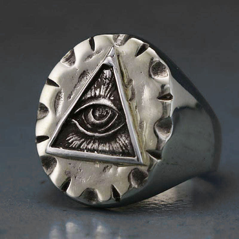 Mexican Biker illuminati Ring sterling silver 925 freemason triangle Vintage handmade