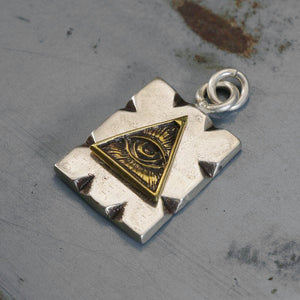 Mexican Pendant Necklace illuminati sterling silver 925 Biker freemason triangle masonic